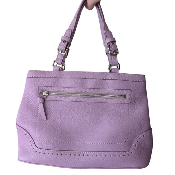 Coach Hampton lilac pebble leather hand bag Purse Satchel Light Purple Y2K - Picture 2 of 15